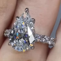 Personalized Letters Pear Cut Sterling Silver Engagement Ring