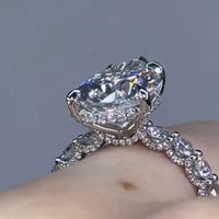 Personalized Letters Pear Cut Sterling Silver Engagement Ring
