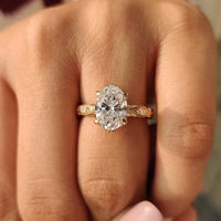 Art Deco Oval Cut Sterling Silver Engagement Ring