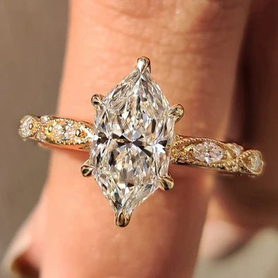 4.0 ct Dutch Marquise Cut Sterling Silver Engagement Ring